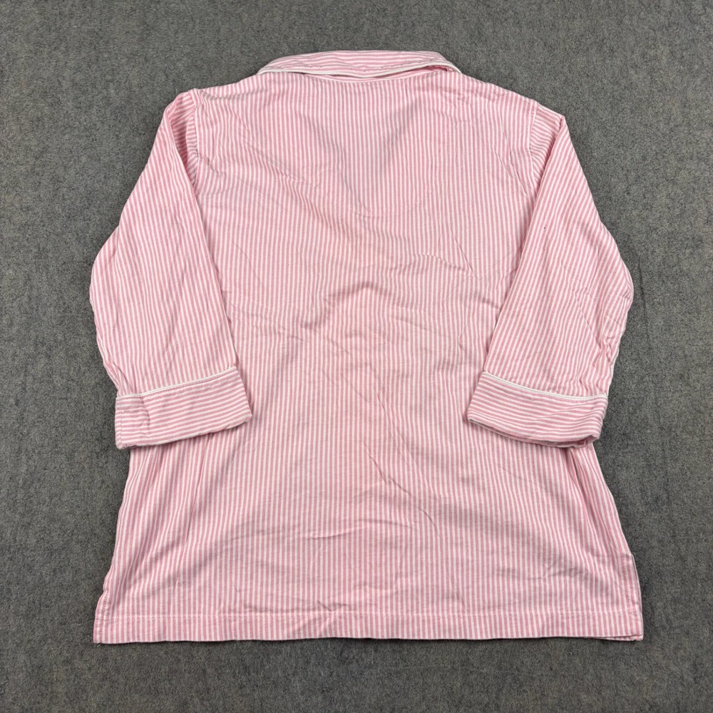 Lauren Ralph Lauren Pajama Top Shirt Button Up Size Small Pink White Stripe Logo - Picture 2 of 6